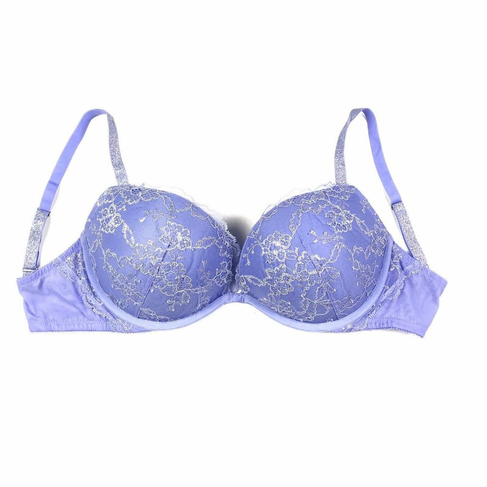 Victoria's Secret Women's Purple Lace Dream Angels Padded Demi Bra Size 34DD